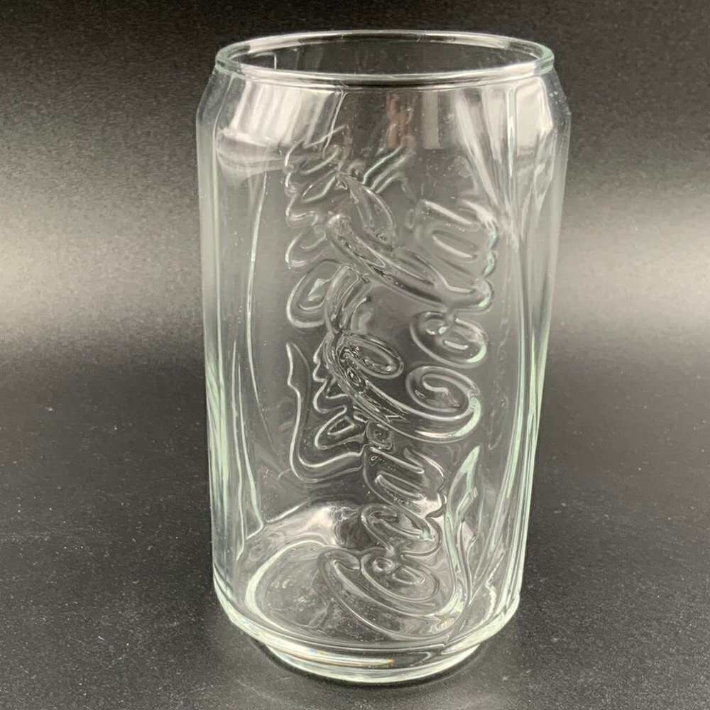 Coke Coca-Cola Can Shaped Glass Cup Tumbler Green 12 Ounce